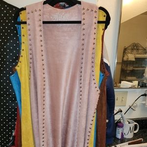 Pink crazy train long fringe vest